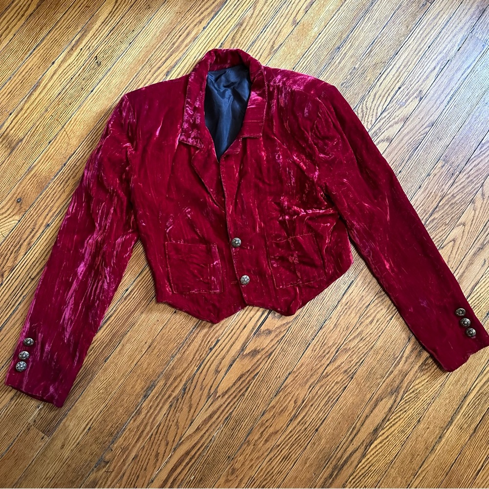 Betsey Johnson punk label velvet blazer